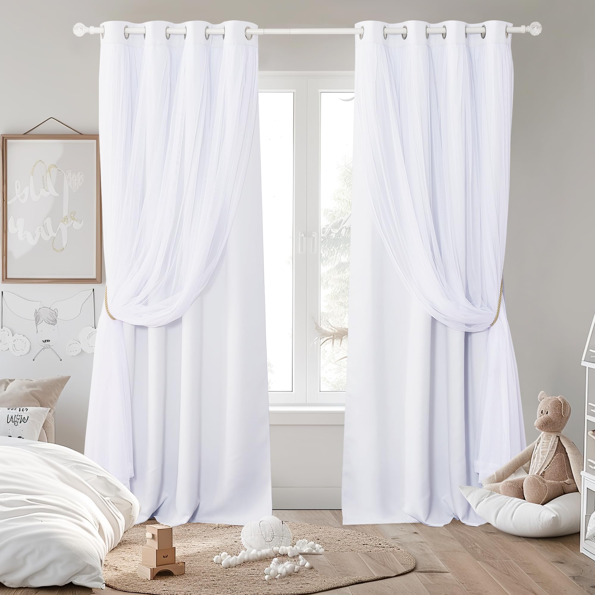 Amazon｜PONY DANCE シアーオーバーレイ遮光カーテン 窓用カーテン1